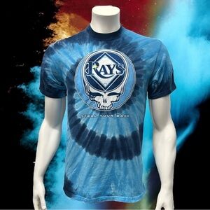 Liquid Blue Grateful Dead Tampa Bay Rays Steal Your Base Tie Dye Blue T-Shirt MD